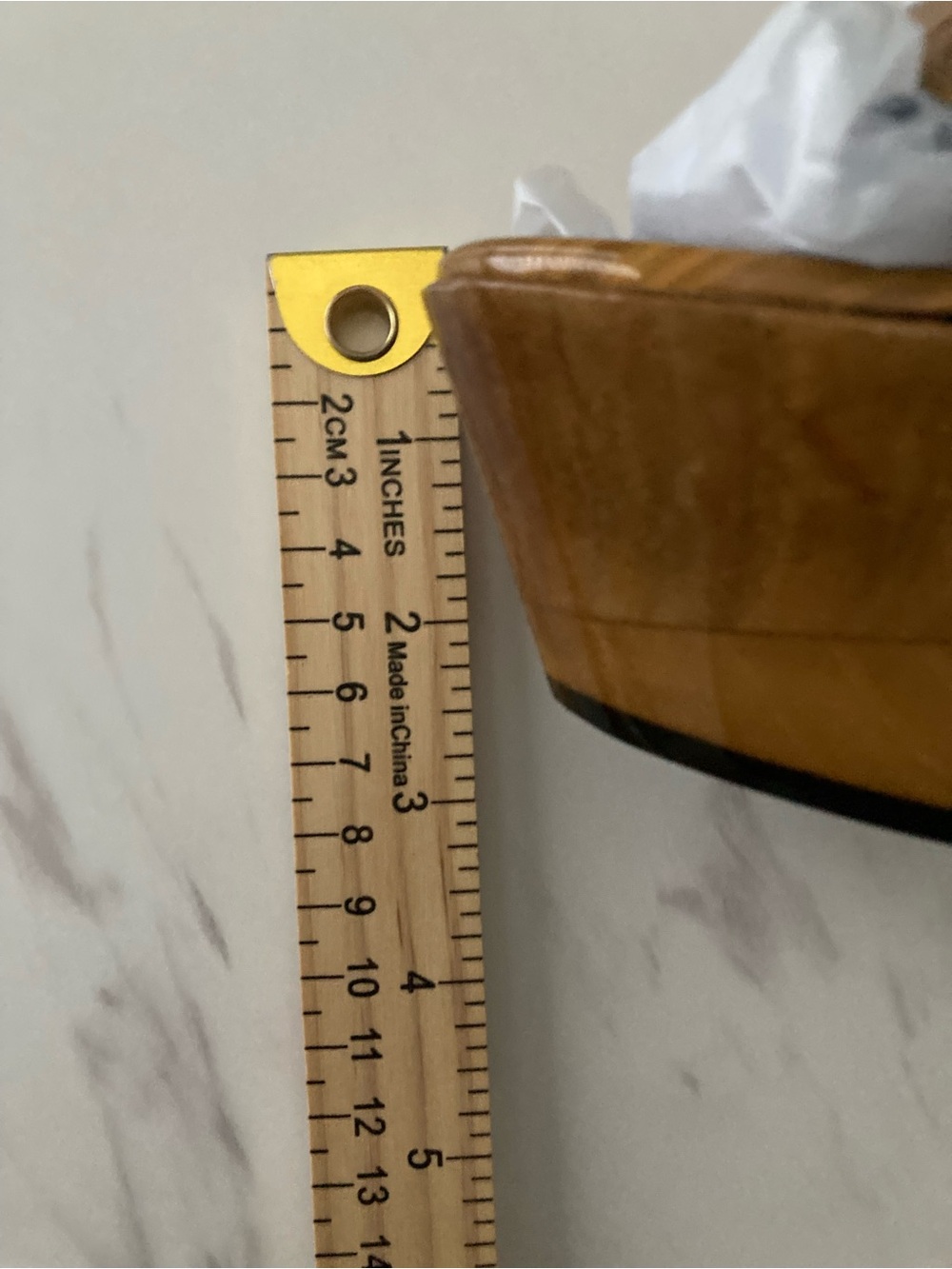 Vintage Yves Saint Laurent wood grain Patent leather Platform Wedge Sandals - Picture 8 of 8